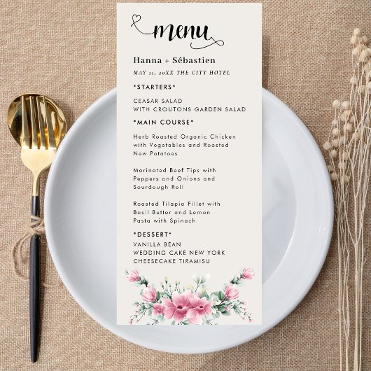 Herfst Bloemstuk Bruiloftsmenu Menu