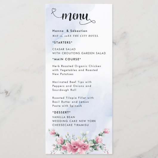 Herfst Bloemstuk Bruiloftsmenu Menu (Voorkant)