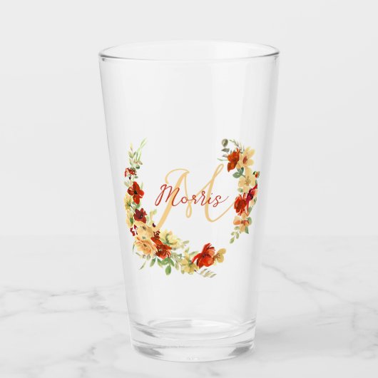 Herfst bloemstuk gepersonaliseerd glas (Voorkant)