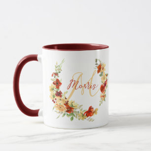 Herfst bloemstuk gepersonaliseerd mok