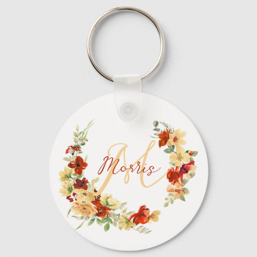 Herfst bloemstuk gepersonaliseerd sleutelhanger (Voorkant)