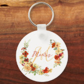 Herfst bloemstuk gepersonaliseerd sleutelhanger (Voorkant)