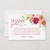 Herfst bloemstuk, Marsala Bloem Bedankkaart (Voorkant)