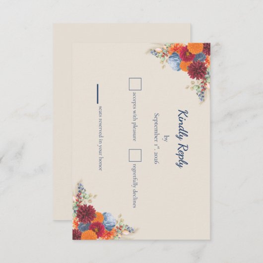 Herfst Bloemstuk RSVP Kaart (Voorkant / Achterkant)