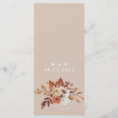 Herfst Bloemstuk Taupe Trouwmenu Menu (Achterkant)