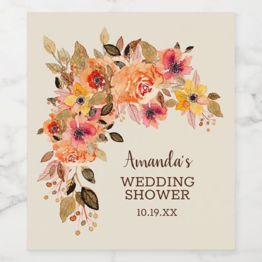 Herfst Bloemstuk Wijn Etiket (Enkel label)