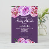Herfst bloesem blush roze violet pruim baby shower kaart (Staand voorkant)