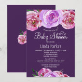 Herfst bloesem blush roze violet pruim baby shower kaart (Voorkant / Achterkant)