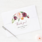 Herfst bloesem roze bordeaux gunst dank u ronde sticker (Envelop)