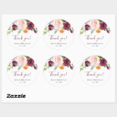 Herfst bloesem roze bordeaux gunst dank u ronde sticker (Vel)