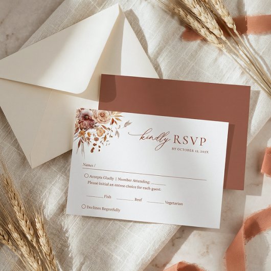 Herfst bloesems van liefde bruiloft RSVP kaartje