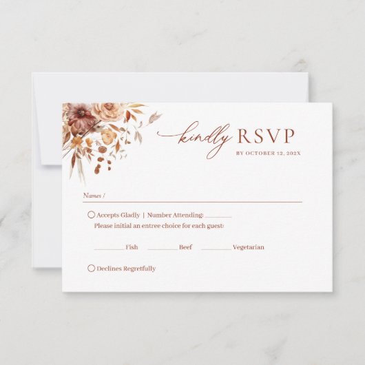 Herfst bloesems van liefde bruiloft RSVP kaartje (Voorkant)