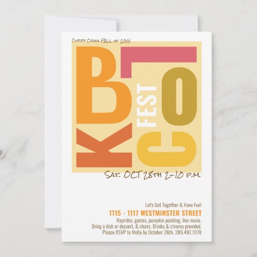 Herfst Blok Fest Retro Type Wijk Evenement Kaart (Voorkant)