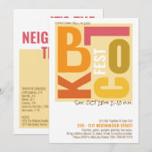 Herfst Blok Fest Retro Type Wijk Evenement Kaart (Voorkant / Achterkant)