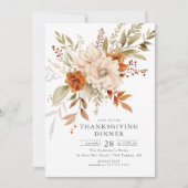 Herfst Bloom Thanksgiving Diner Kaart (Voorkant)