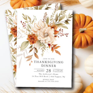Herfst Bloom Thanksgiving Diner Kaart
