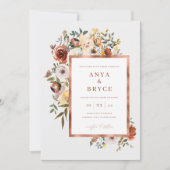 Herfst Blooms Roos Folie bruiloft Kaart A200 (Voorkant)