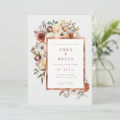 Herfst Blooms Roos Folie bruiloft Kaart A200 (Staand voorkant)