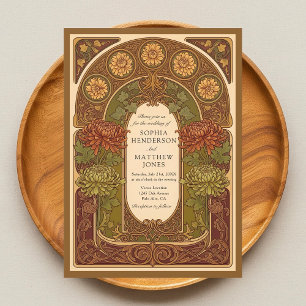 Herfst Blossom Art Nouveau huwelijksuitnodiging Kaart
