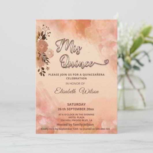 Herfst blozen blozen oranje waterverf kweepeer kaart (Staand voorkant)