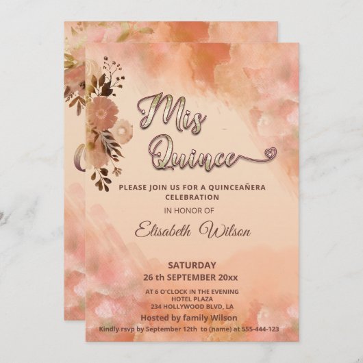 Herfst blozen blozen oranje waterverf kweepeer kaart (Voorkant / Achterkant)