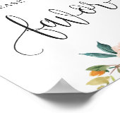 Herfst blozen burgundy oranje bloemige favor sign poster (Hoek)