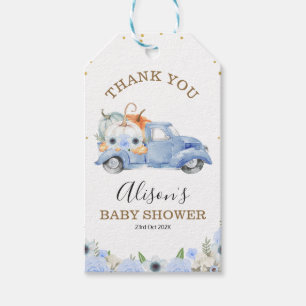 Herfst Blue Floral Pumpkin Truck Baby shower  Cadeaulabel