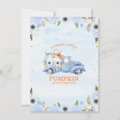 Herfst Blue Floral Pumpkin Truck Baby shower Kaart (Achterkant)