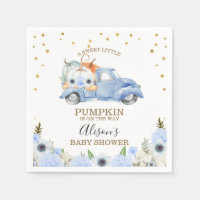 Herfst Blue Floral Pumpkin Truck Baby shower Napki