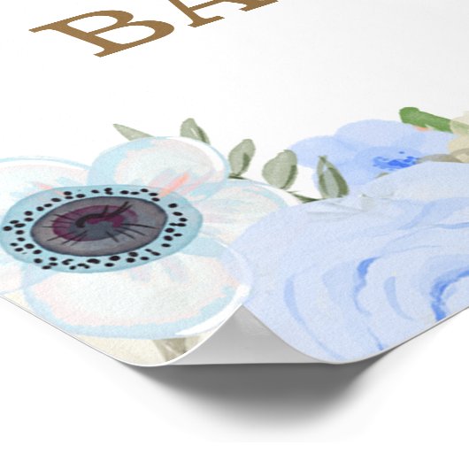 Herfst Blue Floral Pumpkin Truck Baby shower Welko Poster (Hoek)