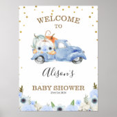 Herfst Blue Floral Pumpkin Truck Baby shower Welko Poster (Voorkant)