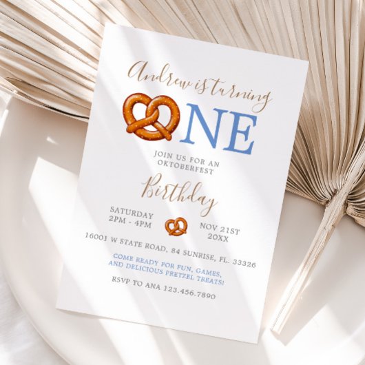 Herfst Blue Octoberfest Pretzel wordt een verjaard Kaart
