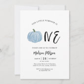 Herfst Blue Pumpkin 1st Boy Birthday Party Kaart (Voorkant)