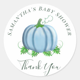 Herfst Blue Pumpkin Baby shower Boy Ronde Sticker