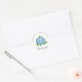 Herfst Blue Pumpkin Baby shower Boy Ronde Sticker (Envelop)