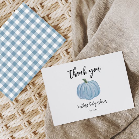 Herfst Blue Pumpkin Baby shower Dank u wel Bedankkaart