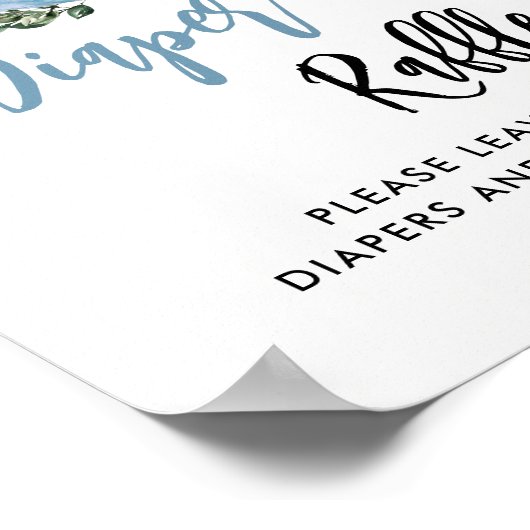 Herfst Blue Pumpkin Baby shower Diaper Raffle Sign Poster (Hoek)