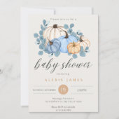 Herfst Blue Pumpkin Baby shower Uitnodiging (Voorkant)