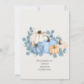 Herfst Blue Pumpkin Baby shower Uitnodiging (Achterkant)