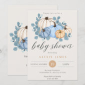 Herfst Blue Pumpkin Baby shower Uitnodiging (Voorkant / Achterkant)