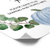 Herfst Blue Pumpkin Boy Baby shower Diaper Raffle Poster (Hoek)