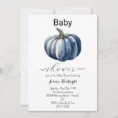 Herfst Blue Pumpkin Boy Baby shower Uitnodiging (Voorkant)