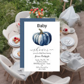 Herfst Blue Pumpkin Boy Baby shower Uitnodiging