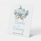 Herfst Blue Pumpkin Boy Shower Bedankt voor de kom Reclamebord Met Voetstuk (Voorkant)