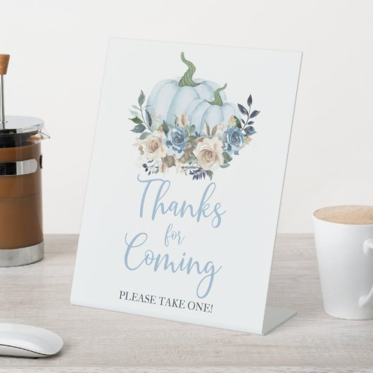 Herfst Blue Pumpkin Boy Shower Bedankt voor de kom Reclamebord Met Voetstuk (Insitu)