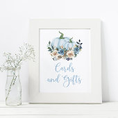 Herfst Blue Pumpkin Boy Shower Cards and Gifts Poster