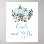 Herfst Blue Pumpkin Boy Shower Cards and Gifts Poster (Voorkant)