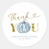 Herfst Blue Pumpkin Dank u Sticker (Voorkant)