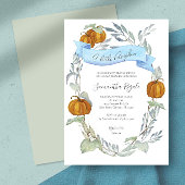 Herfst Blue Pumpkin Greenery Baby shower Kaart
