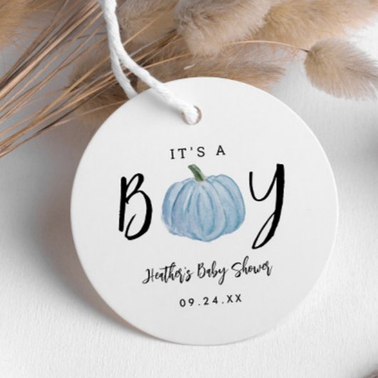 Herfst Blue Pumpkin Het is een Baby shower van een Bedankjes Labels